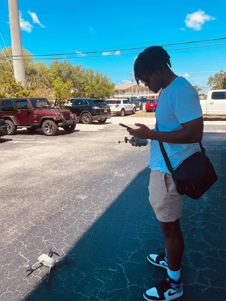 Conley operating a drone