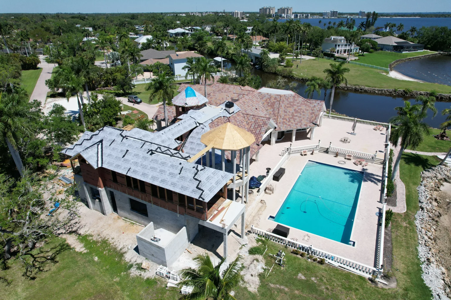 Aerial view of a home